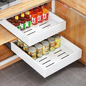 2Pack Pull out Cabinet Organizer, 21"Deep, Heavy Duty Full-extension Slide out Drawers for Kitchen Cabinet, Roll out Shelf Storage with Nano Adhesive for Pots, Bathroom, Pantry, Home, White 2Pack Pull out Cabinet Organizer, 21"Deep, Heavy Duty Full-extension Slide out Drawers for Kitchen Cabinet, Roll out Shelf Storage with Nano Adhesive for Pots, Bathroom, Pantry, Home, White