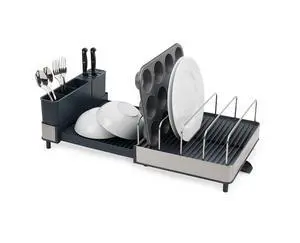 Extend Max Steel Expanding Dish Drying Rack, high Capacity for Large Items, Cutlery and Knife Holder, Swivel Draining Spout, Stainless Steel Extend Max Steel Expanding Dish Drying Rack, high Capacity for Large Items, Cutlery and Knife Holder, Swivel Draining Spout, Stainless Steel