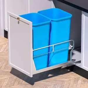 Dual Pull Out Trash Can Under Cabinet with Soft-Close Slides, Heavy Duty Under Sink Trash Can Kit for Kitchen Sink, Laundry, Garbage Can Not Included, Requires 17" W X 24" D Cabinets Dual Pull Out Trash Can Under Cabinet with Soft-Close Slides, Heavy Duty Under Sink Trash Can Kit for Kitchen Sink, Laundry, Garbage Can Not Included, Requires 17" W X 24" D Cabinets
