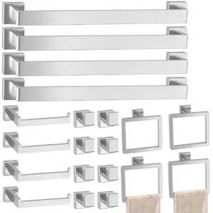 20-Pieces Brushed Nickel Bathroom Accessories Set, Stainless Steel Bathroom Hardware Set, Towel Racks for Bathroom Wall Mounted 24 Inch Bath Towel Bar Set. 20-Pieces Brushed Nickel Bathroom Accessories Set, Stainless Steel Bathroom Hardware Set, Towel Racks for Bathroom Wall Mounted 24 Inch Bath Towel Bar Set.