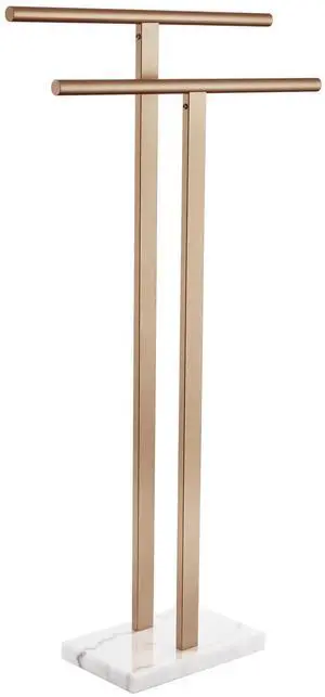 Standing Towel Rack for Bathroom Floor 2-Tier Towel Holder Free Stand with Heavy Marble Base Thicken Steady Champagne Bronze Stainless Steel THS0005-CPG Standing Towel Rack for Bathroom Floor 2-Tier Towel Holder Free Stand with Heavy Marble Base Thicken Steady Champagne Bronze Stainless Steel THS0005-CPG