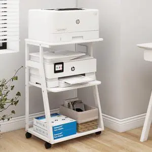 19.7"x15.7" Printer Stand,3 Tier Printer Table with Charging Station, Rolling Cart with Adjustable Storage Shelf for Home Office Organization, Stand for Heat Press,3D Printer (White) 19.7"x15.7" Printer Stand,3 Tier Printer Table with Charging Station, Rolling Cart with Adjustable Storage Shelf for Home Office Organization, Stand for Heat Press,3D Printer (White)