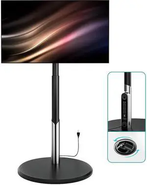 Floor Mobile TV Stand with Power Outlet, Rolling TV Cart for 27-65 Inch OLED LED Monitors, 6 Levels of Height Adjustment, Ambient Lighting on The Bottom Wheels Holds up to 88lbs, 400x400mm Floor Mobile TV Stand with Power Outlet, Rolling TV Cart for 27-65 Inch OLED LED Monitors, 6 Levels of Height Adjustment, Ambient Lighting on The Bottom Wheels Holds up to 88lbs, 400x400mm