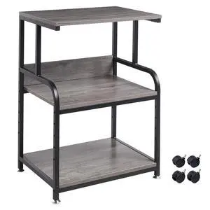 Printer Stand with Height Adjustable Storage Shelf, 3 Tier Mobile Printer Table with Wheels, Rolling Printer Cart for Home Office Organization, Gray Printer Stand with Height Adjustable Storage Shelf, 3 Tier Mobile Printer Table with Wheels, Rolling Printer Cart for Home Office Organization, Gray