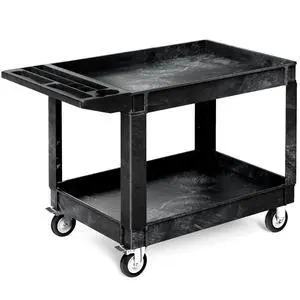 Utility Cart on Wheels, 550 lbs Capacity, 45 x 25 Inch Rolling Work Carts with Wheels, 2 Shelf Heavy Duty Plastic Service Cart Suitable for Warehouse, Garage, School & Office, Cleaning, Black Utility Cart on Wheels, 550 lbs Capacity, 45 x 25 Inch Rolling Work Carts with Wheels, 2 Shelf Heavy Duty Plastic Service Cart Suitable for Warehouse, Garage, School & Office, Cleaning, Black