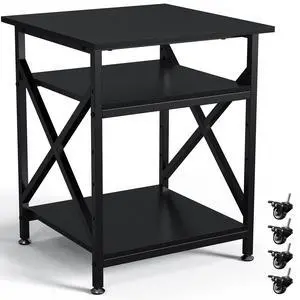 3 Tier Printer Stand, Large Table with Wheels, Rolling Cart with Height Adjustable Middle Storage Shelf, 23.6 x 23.6 x 30.3 Inches Shelf for Home Office, Black 3 Tier Printer Stand, Large Table with Wheels, Rolling Cart with Height Adjustable Middle Storage Shelf, 23.6 x 23.6 x 30.3 Inches Shelf for Home Office, Black