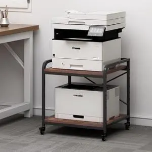 Under Desk Printer Stand, 20 Inches Deep Large Printer Table with Height Adjustable Storage Shelf, 2 Tier Rolling Printer Cart with Wheels for Home Office - Rustic Brown Under Desk Printer Stand, 20 Inches Deep Large Printer Table with Height Adjustable Storage Shelf, 2 Tier Rolling Printer Cart with Wheels for Home Office - Rustic Brown