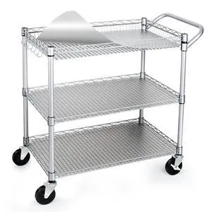 990Lbs Capacity Heavy Duty Rolling Utility Cart, NSF Rolling Carts with Wheels,Commercial Grade Metal Cart with Handle Bar & Shelf Liner,Trolley Serving Cart for Restaurant,Kitchen,Gray 990Lbs Capacity Heavy Duty Rolling Utility Cart, NSF Rolling Carts with Wheels,Commercial Grade Metal Cart with Handle Bar & Shelf Liner,Trolley Serving Cart for Restaurant,Kitchen,Gray