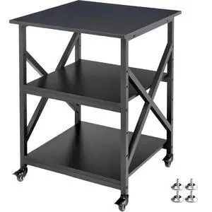 Printer Stand, 23.6 x 23.6 x 30.1 Inches Large Square Printer Table with Height Adjustable Storage Shelf, 3 Tier Rolling Printer Cart with Industrial Wheels for Home Office - Black Printer Stand, 23.6 x 23.6 x 30.1 Inches Large Square Printer Table with Height Adjustable Storage Shelf, 3 Tier Rolling Printer Cart with Industrial Wheels for Home Office - Black