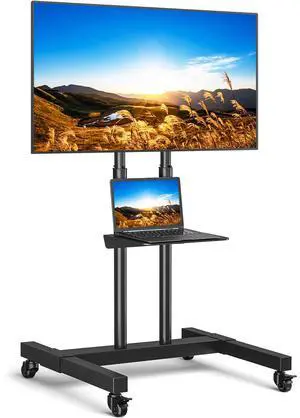 Mobile TV Cart Rolling TV Stand for 32-83 Inch Screens up to 110lbs, Portable TV Stand on Wheels with Height Adjustable Shelf, Outdoor TV Stands Mount for Home Office MAX VESA 600x400mm, Black Mobile TV Cart Rolling TV Stand for 32-83 Inch Screens up to 110lbs, Portable TV Stand on Wheels with Height Adjustable Shelf, Outdoor TV Stands Mount for Home Office MAX VESA 600x400mm, Black