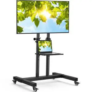 Rolling TV Stand on Wheels for 32-83 Inch Screens up to 110lbs, Mobile TV Cart Height Adjustable Portable Outdoor TV Stand Tilt Rolling TV Cart with Shelf Max VESA 600x400mm PSTVMC03 Rolling TV Stand on Wheels for 32-83 Inch Screens up to 110lbs, Mobile TV Cart Height Adjustable Portable Outdoor TV Stand Tilt Rolling TV Cart with Shelf Max VESA 600x400mm PSTVMC03