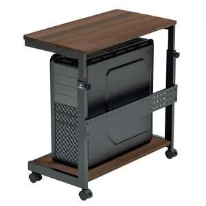 PC Stand Computer Cart, Height Adjustable Tower Stand 2-Tier Suit for ATX Case Printer, Metal Rolling Cart on Wheels for Gaming Home Office, Walnut PC Stand Computer Cart, Height Adjustable Tower Stand 2-Tier Suit for ATX Case Printer, Metal Rolling Cart on Wheels for Gaming Home Office, Walnut