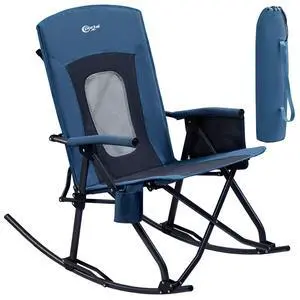 Oversized Folding Rocking Camping Chair Portable Outdoor Rocker with High Back Hard Armrests Carry Bag, Supports 400 lbs, Mesh Back, Blue Oversized Folding Rocking Camping Chair Portable Outdoor Rocker with High Back Hard Armrests Carry Bag, Supports 400 lbs, Mesh Back, Blue