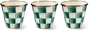 Enamel Herb Pots, Small Plant Pots for Herbs or Flowers, Set of 3, Green-and-White Emerald Check Enamel Herb Pots, Small Plant Pots for Herbs or Flowers, Set of 3, Green-and-White Emerald Check