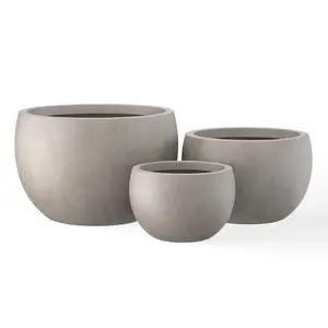 19.9",15.7",11.8" Dia Round Concrete Planter Set of 3, Outdoor/Indoor Large Bowl Plant Pots with Drainage Hole and Rubber Plug for Garden Patio Balcony Home, Weathered Concrete 19.9",15.7",11.8" Dia Round Concrete Planter Set of 3, Outdoor/Indoor Large Bowl Plant Pots with Drainage Hole and Rubber Plug for Garden Patio Balcony Home, Weathered Concrete