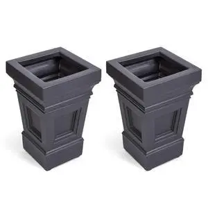 Atherton Square Planter, Large Planters for Outdoor Plants, Gardening and Flower Pot for Patio or Porch, Efficient Drainage, Durable Plastic, Onyx Black, 2-Pack Atherton Square Planter, Large Planters for Outdoor Plants, Gardening and Flower Pot for Patio or Porch, Efficient Drainage, Durable Plastic, Onyx Black, 2-Pack