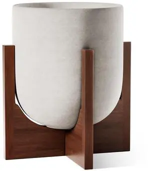 12 Inch Plant Pot with Acacia Wood Stand, Ceramic Large Planters for Indoor Plants, Indoor Pots for Plants Office Living Room, Cylinder Planter with Drainage Hole and Plug, Neutral Gray 12 Inch Plant Pot with Acacia Wood Stand, Ceramic Large Planters for Indoor Plants, Indoor Pots for Plants Office Living Room, Cylinder Planter with Drainage Hole and Plug, Neutral Gray