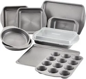 Total Nonstick Bakeware Set, Metal Baking Pans Set, 10-Piece, Gray Total Nonstick Bakeware Set, Metal Baking Pans Set, 10-Piece, Gray