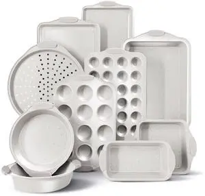 Nonstick Stackable Bakeware Set - Heavy Duty, Durable, Easy Release Baking Set, Cream, 10 Pcs Nonstick Stackable Bakeware Set - Heavy Duty, Durable, Easy Release Baking Set, Cream, 10 Pcs
