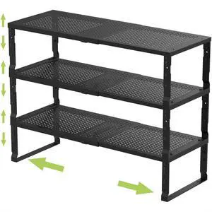 Expandable Adjustable Stackable Kitchen Organizer, Spice Rack,Metal Pantry Storage Shelves Racks,Counter Shelf for Cabinets, Countertop, Cupboard (3 Packs/Large/Black) Expandable Adjustable Stackable Kitchen Organizer, Spice Rack,Metal Pantry Storage Shelves Racks,Counter Shelf for Cabinets, Countertop, Cupboard (3 Packs/Large/Black)