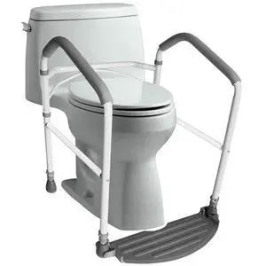 Toilet Safety Frame & Rail - Folding & Portable Bathroom Toilet Safety Rails - Handrail Toilet Bars with Adjustable Height (White) Toilet Safety Frame & Rail - Folding & Portable Bathroom Toilet Safety Rails - Handrail Toilet Bars with Adjustable Height (White)