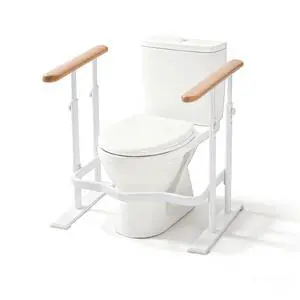 Toilet Safety Rails for Seniors - Toilet Safety Frame with Dual Pillars, Waterproof Nighttime Reflective Base, 3-Speed Height Adjustment (White, Double Pillar) Toilet Safety Rails for Seniors - Toilet Safety Frame with Dual Pillars, Waterproof Nighttime Reflective Base, 3-Speed Height Adjustment (White, Double Pillar)