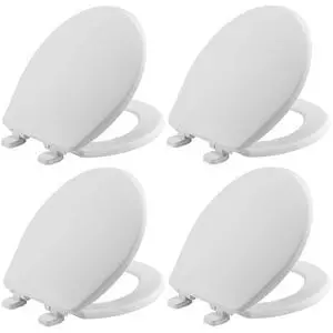 Caswell Modern Slow Close Toilet Seat, Durable Plastic Seat, Made in USA, Round, White, 4-Pack Caswell Modern Slow Close Toilet Seat, Durable Plastic Seat, Made in USA, Round, White, 4-Pack