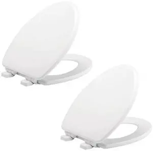 Linden Slow Close Toilet Seat, Non Slip Heavy Duty Wood, Easy Install, Made in USA, Elongated, White, 2 Pack Linden Slow Close Toilet Seat, Non Slip Heavy Duty Wood, Easy Install, Made in USA, Elongated, White, 2 Pack