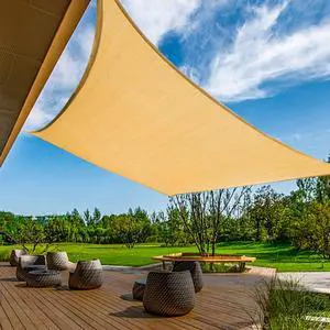 Sun Shade Sail 20'x20' Sand Rectangle UV Block Canopy Awning Shelter Fabric Cloth Screen for Outdoor Patio Garden Backyard Sun Shade Sail 20'x20' Sand Rectangle UV Block Canopy Awning Shelter Fabric Cloth Screen for Outdoor Patio Garden Backyard