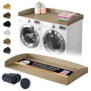 Washer Dryer Countertop w/Anti-Vibration Pads & Curved Edge Rails, Premium Bamboo Laundry Countertop, Washer Dryer Topper, Laundry Room Organization, Laundry Room Accessory - Driftwood Washer Dryer Countertop w/Anti-Vibration Pads & Curved Edge Rails, Premium Bamboo Laundry Countertop, Washer Dryer Topper, Laundry Room Organization, Laundry Room Accessory - Driftwood