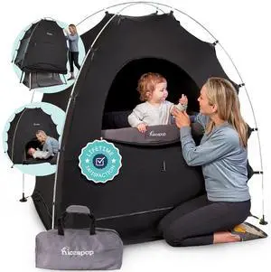 Daydreamer Blackout Tent for Pack and Play, Original Patented 2-Door Sleep Pod for Kids & Babies, Blocks 98% of Light for Better Sleep Anywhere, Black Daydreamer Blackout Tent for Pack and Play, Original Patented 2-Door Sleep Pod for Kids & Babies, Blocks 98% of Light for Better Sleep Anywhere, Black