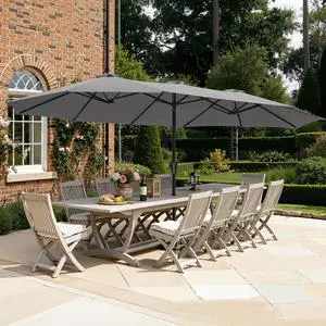 15FT Outdoor Umbrella for Patio, Double sided Pool Umbrellas with Fade Resistant Canopy, Large Table Umbrella for Deck, Market, Backyard - Gray(No Base) 15FT Outdoor Umbrella for Patio, Double sided Pool Umbrellas with Fade Resistant Canopy, Large Table Umbrella for Deck, Market, Backyard - Gray(No Base)