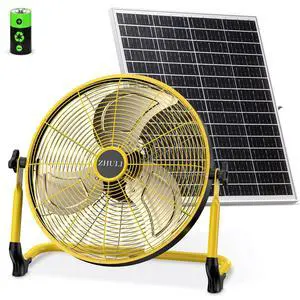 18" Solar Fan, Portable Battery Operated Floor Fan, Rechargeable Cordless Camping Fan, 40W Solar Panel, Hi-Velocity Brushless Motor, Metal blade, USB Phone Charge, 8~60H Runtime, Quiet, Wireless 18" Solar Fan, Portable Battery Operated Floor Fan, Rechargeable Cordless Camping Fan, 40W Solar Panel, Hi-Velocity Brushless Motor, Metal blade, USB Phone Charge, 8~60H Runtime, Quiet, Wireless