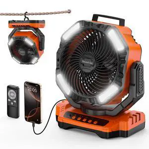Socool 40000mAh Camping Fan Rechargeable, Battery Operated Portable Outdoor Fan Remote, 136Hrs & 4-Speed Cordless Oscillating, Table Fan with Light & Timer for Tent RV Jobsite Hurricane Power Outage Socool 40000mAh Camping Fan Rechargeable, Battery Operated Portable Outdoor Fan Remote, 136Hrs & 4-Speed Cordless Oscillating, Table Fan with Light & Timer for Tent RV Jobsite Hurricane Power Outage