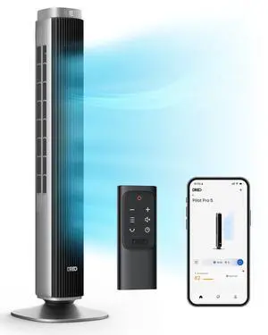 Smart 42'' Tower Fan for Bedroom, 12 Speeds, 20dB Quiet Standing Fan Smart 42'' Tower Fan for Bedroom, 12 Speeds, 20dB Quiet Standing Fan