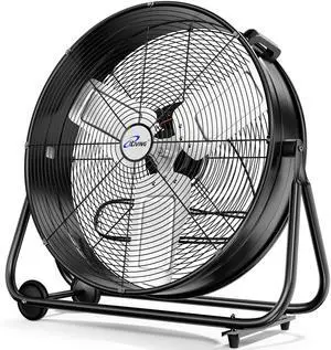 24" High Velocity Drum Fan Industrial, Commercial, Residential Air Circulator for Garage, Shop, Patio, Barn, Greenhouse, Speed Control 7700CFM, UL Listed,Black 24" High Velocity Drum Fan Industrial, Commercial, Residential Air Circulator for Garage, Shop, Patio, Barn, Greenhouse, Speed Control 7700CFM, UL Listed,Black