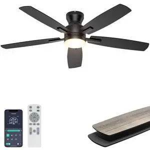 52'' Low Profile Ceiling Fan with Lights, Remote/APP Control, Black 52'' Low Profile Ceiling Fan with Lights, Remote/APP Control, Black