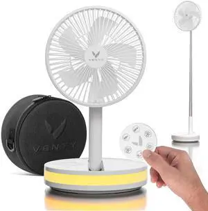 Portable Fan - Wireless Battery Operated Fan - 4 Speeds - LED Lighting - Carry Case & Remote Control - Cruise Travel - Outdoor Travel RV Power Bank With USB-C Port (White with Case) Portable Fan - Wireless Battery Operated Fan - 4 Speeds - LED Lighting - Carry Case & Remote Control - Cruise Travel - Outdoor Travel RV Power Bank With USB-C Port (White with Case)
