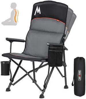 Camping Chair with Lumbar Support for Adults - Oversized with High Back Supports 450 LBS - Heavy Duty Folding Chair Portable for Outdoor Lawn Patio Balcony with Patent No.: US D1.028.543 S Camping Chair with Lumbar Support for Adults - Oversized with High Back Supports 450 LBS - Heavy Duty Folding Chair Portable for Outdoor Lawn Patio Balcony with Patent No.: US D1.028.543 S