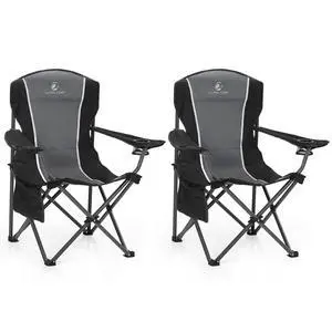 Oversized Padded Arm Camping Chairs with Lumbar Support& Pocket Oversized Padded Arm Camping Chairs with Lumbar Support& Pocket