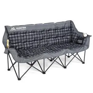 3 Person Camping Chair Padded Loveseat Camping Chair Folding Grey 3 Person Camping Chair Padded Loveseat Camping Chair Folding Grey