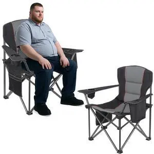 2 Pack Heavy Duty Oversized Camping Chair for Adults 400lbs w/Lumbar Support - Folding Chairs with Side Pocket, Cup Holder & Cooler Bag for Beach, Fishing, Lawn, Backyard Black 2 Pack Heavy Duty Oversized Camping Chair for Adults 400lbs w/Lumbar Support - Folding Chairs with Side Pocket, Cup Holder & Cooler Bag for Beach, Fishing, Lawn, Backyard Black