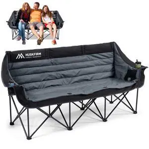 3 Person Camping Chairs Folding Double Camp Chair for Adults Black 3 Person Camping Chairs Folding Double Camp Chair for Adults Black