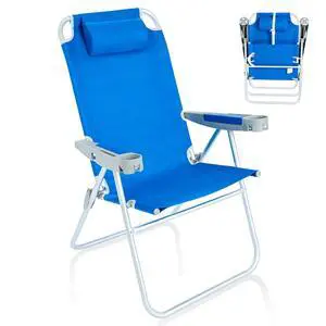 Oversized Tall Folding Beach Chair Lightweight, 17" Portable Sand Chair for Adults Heavy Duty 500 LBS with Cup Holders, Foldable High Camping Lawn Chairs for Camp/Outdoor/Picnic/Sports Oversized Tall Folding Beach Chair Lightweight, 17" Portable Sand Chair for Adults Heavy Duty 500 LBS with Cup Holders, Foldable High Camping Lawn Chairs for Camp/Outdoor/Picnic/Sports