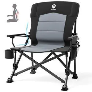 Oversized Folding Camping Chair for Adults with Adjustable Lumbar Support, Heavy Duty Chair with Side Pockets, Portable Collapsible Quad Chair for Outside, Support Up to 500lbs,Black Oversized Folding Camping Chair for Adults with Adjustable Lumbar Support, Heavy Duty Chair with Side Pockets, Portable Collapsible Quad Chair for Outside, Support Up to 500lbs,Black