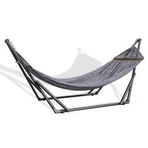 Portable Hammock with Collapsible Steel Stand, 450 lbs Capacity, No Tools Assembly, Carrying Bag Included, Perfect for Indoor Outdoor Backyard Patio Camping Beach, Grey Portable Hammock with Collapsible Steel Stand, 450 lbs Capacity, No Tools Assembly, Carrying Bag Included, Perfect for Indoor Outdoor Backyard Patio Camping Beach, Grey