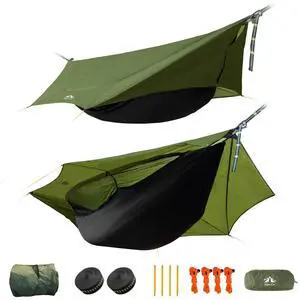 Camping Hammock Tent: Lightweight Portable 4 in 1 Hammock with Rain Tarp and Mosquito Net for Adults Hiking Jungle Outdoor Green Camping Hammock Tent: Lightweight Portable 4 in 1 Hammock with Rain Tarp and Mosquito Net for Adults Hiking Jungle Outdoor Green