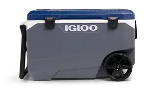 Maxcold 90 QT Cooler, Insulated Cooler Chest with Soft Ride Wheels, Leak-Proof Outdoor Hard Cooler, 5-Day Ice Retention, 134 Can Capacity Maxcold 90 QT Cooler, Insulated Cooler Chest with Soft Ride Wheels, Leak-Proof Outdoor Hard Cooler, 5-Day Ice Retention, 134 Can Capacity