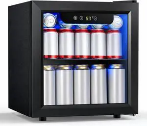 Beverage Refrigerator, 50 Cans Wine Cooler, ETL Approved 1.3 Cu.ft Mini Fridge with Glass Door, Adjustable Shelves, Digital Temperature Freestanding Small Drink Fridge for Soda Beer or Wine Beverage Refrigerator, 50 Cans Wine Cooler, ETL Approved 1.3 Cu.ft Mini Fridge with Glass Door, Adjustable Shelves, Digital Temperature Freestanding Small Drink Fridge for Soda Beer or Wine