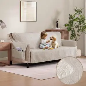 Quilted Beige Grand Sofa Couch Covers, Soft Cozy Couch Protector for 4 Cushion Couch, Cover for Super Large Sofa, Oversized Grand Sofa Slipcovers Water-Repellent (Grand Sofa 88", Beige Cream) Quilted Beige Grand Sofa Couch Covers, Soft Cozy Couch Protector for 4 Cushion Couch, Cover for Super Large Sofa, Oversized Grand Sofa Slipcovers Water-Repellent (Grand Sofa 88", Beige Cream)
